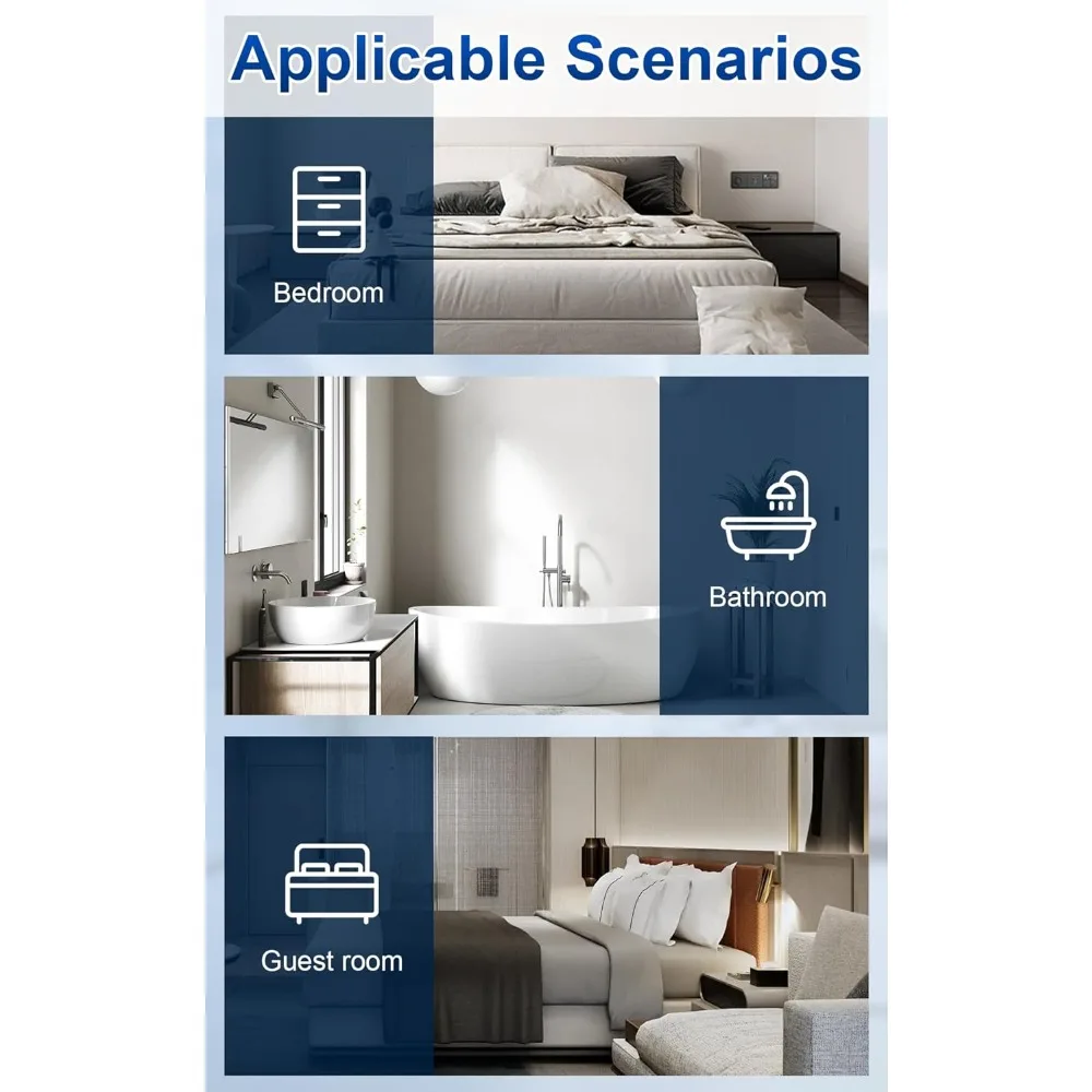 Nowoczesne klamki bezkluczykowe, zestaw 5 sztuk, wewnętrzne klamki z funkcją prywatności, kwadratowa podstawa, do sypialni i łazienki, wykończenie matowe.