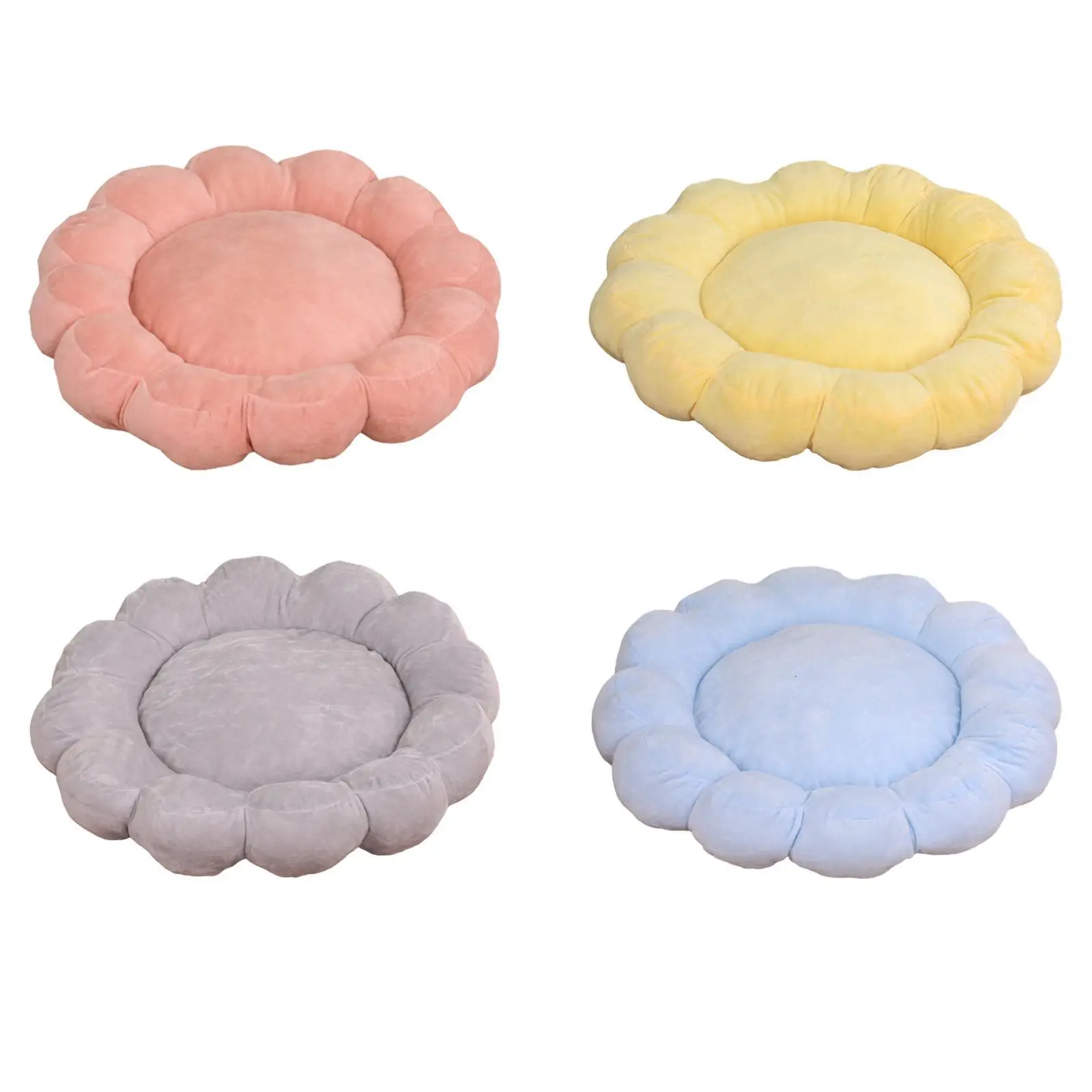 سرير قطط على شكل زهرة لطيفة غير قابل للانزلاق للخريف والشتاء وسادة قطيفة لطيفة تعشيش الحيوانات الأليفة الناعمة