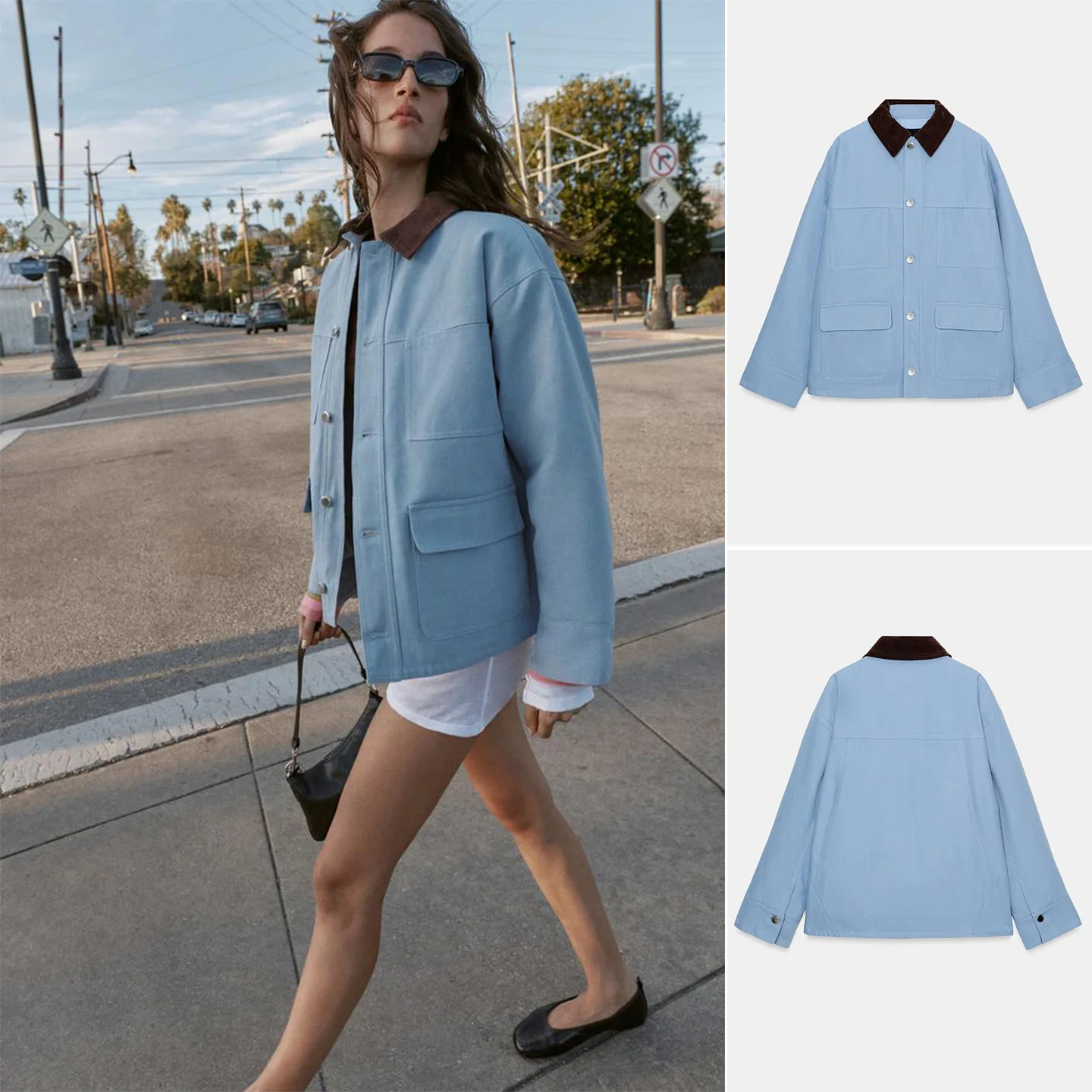 

Новая женская хлопковая куртка на весну с металлическими пуговицами, воротником с декоративными вставками, длинными рукавами, из полиэфирного волокна, в повседневном стиле, стандартной длины