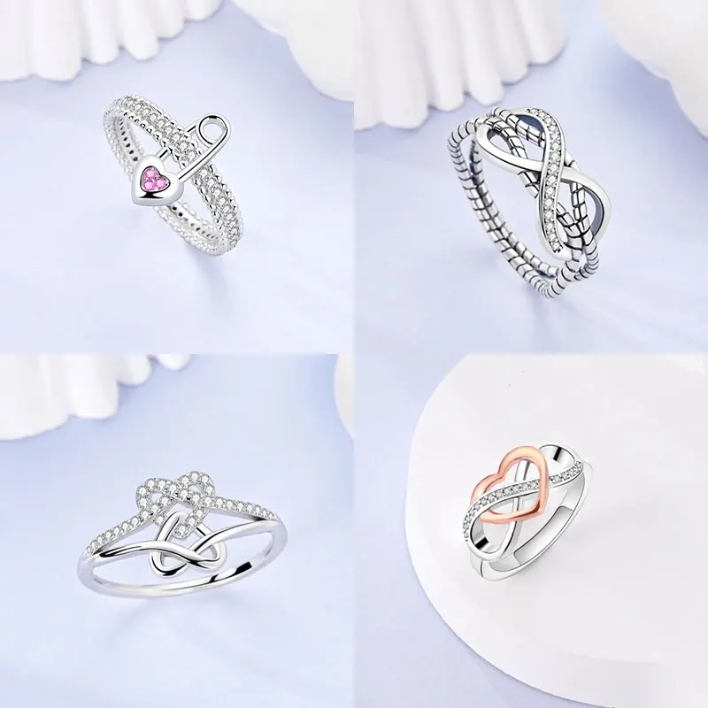 Valentine Day Engagement Ring 925 Sterling Silver Heart, Red, Pink, White, Blue Ring for Women Holiday Jewelry Gift