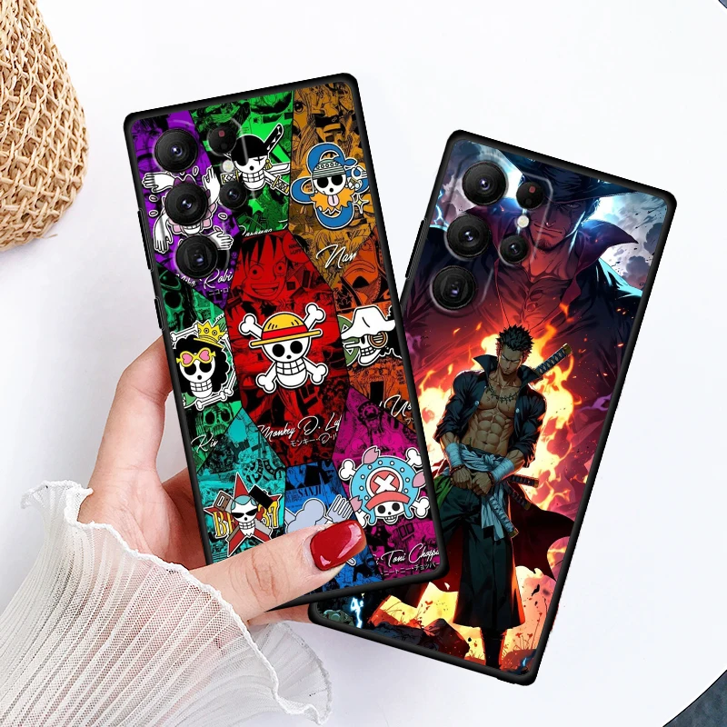 O-Ones P-Pieces Anime Art For Samsung Galaxy S24 S23 S22 S21 S20 FE S10 S10E Plus Ultra Pro Lite 5G Black TPU Phone Case