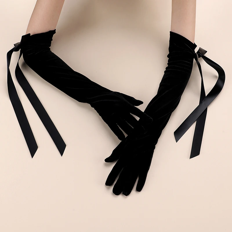 A pair of ElEGANT long bridal gloves suitable as accessories for women's weddings, holidays, and parties