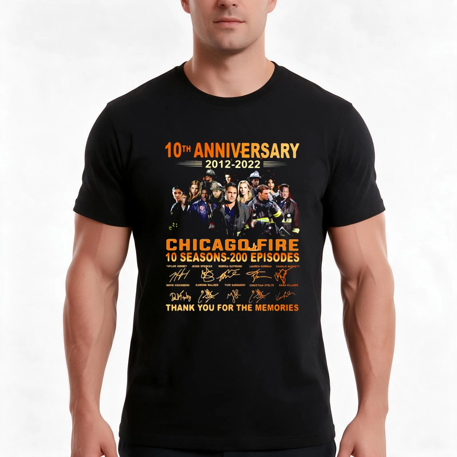 10-Anniversary-Chicago-Fire-10-Season-200-Episodes T-Shirt Summer Casual Cotton Tee Oversized Streetwear Tops 100% Cotton
