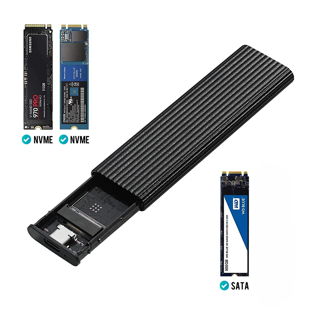 M.2 SSD Case NVMe Enclosure M.2 To USB3.1 SSD Adapter For NVME PCIE NGFF SATA M/B Key 2230/2242/2260/2280 RTL9210B Dual Protocol