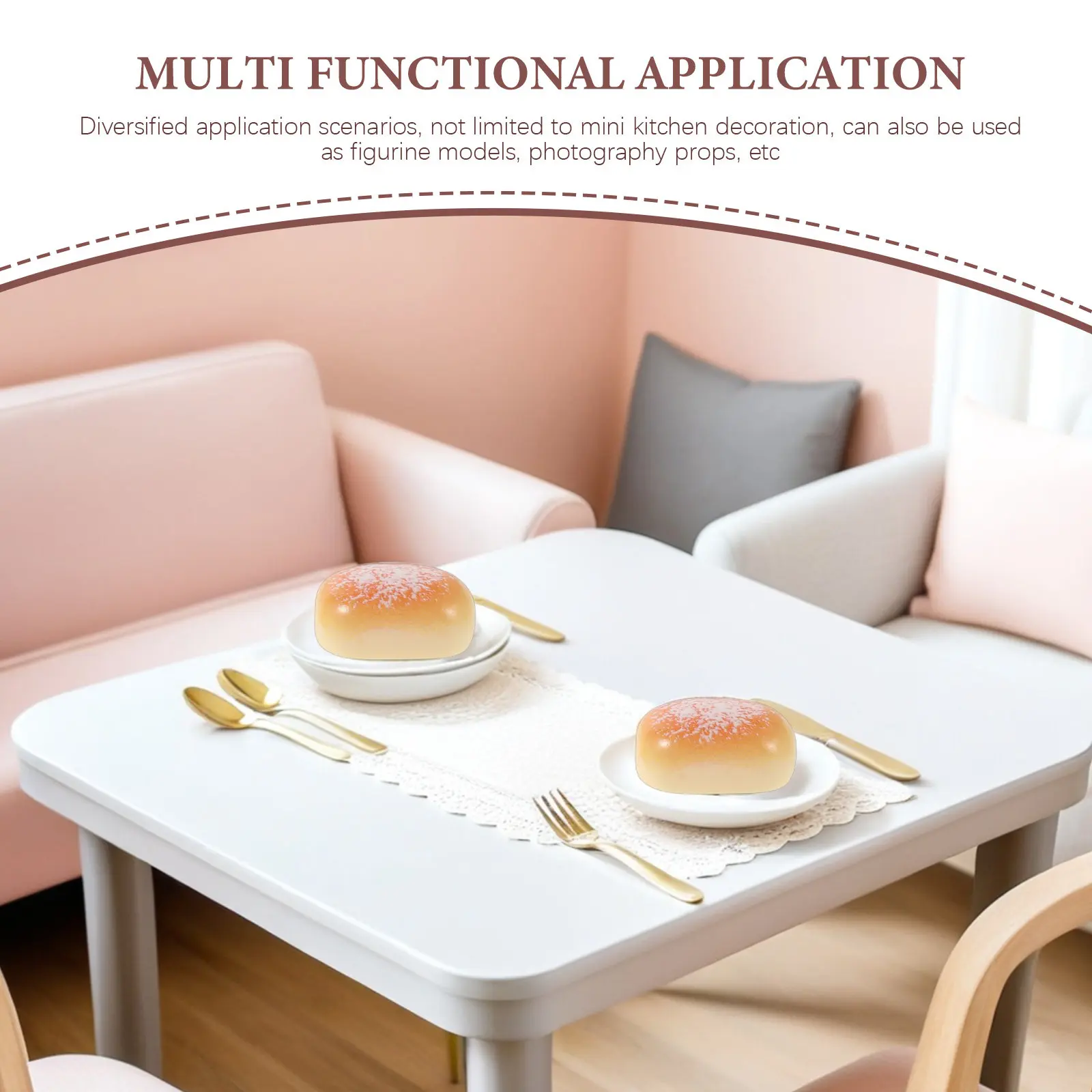 50Pcs Mini Coconut Bread Resin Decorations Realistic Simulation Food for Montessori Kitchen Play DIY Miniature Food Crafts Home