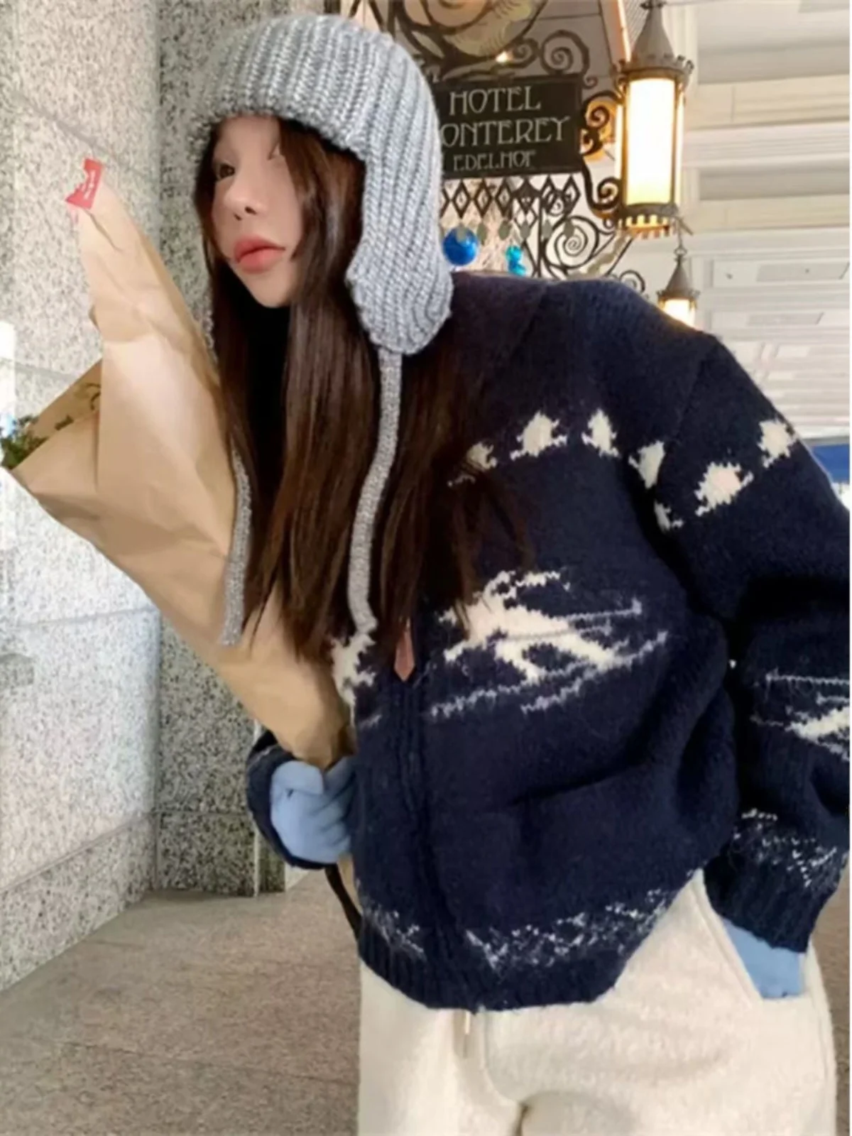 الشتاء Aosphere محبوك سترة إبرة سترة على الجليد رجل صغير تصميم نمط فضفاض صالح طويل Sve جولة Ne الدفء #2