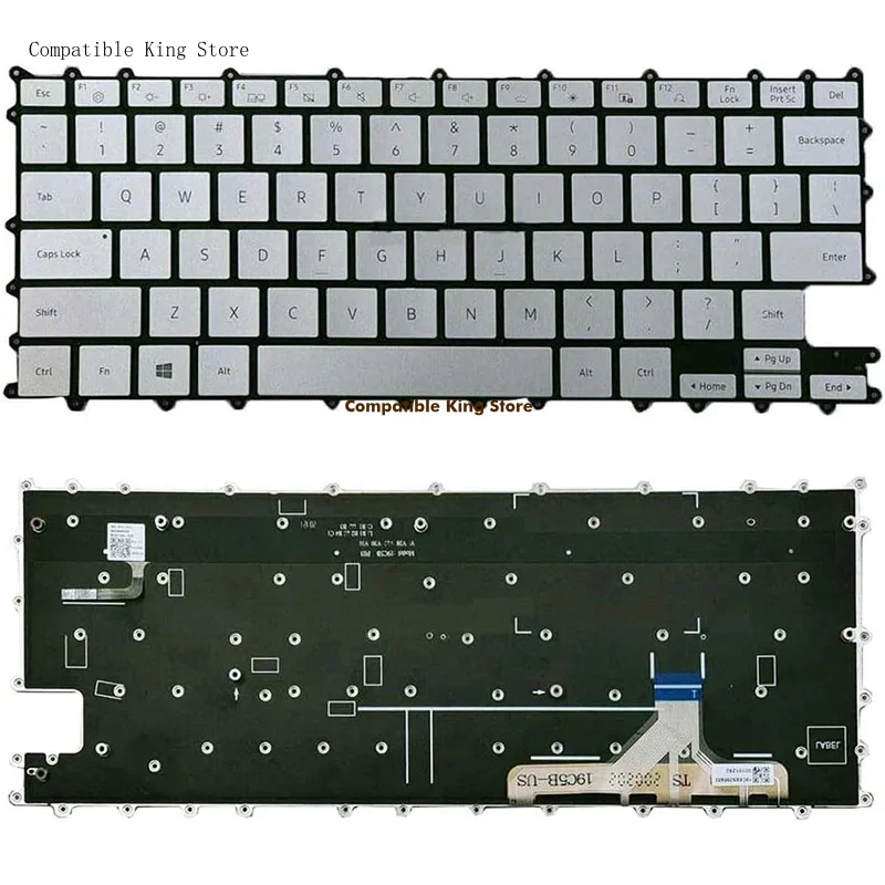 d US Silver/Gray/Blue ColorLaptop Keyboard Compatible with Backlit For Samsung Galaxy Book Flex Alpha NP730QCJ NP730QCJ NP730QDA
