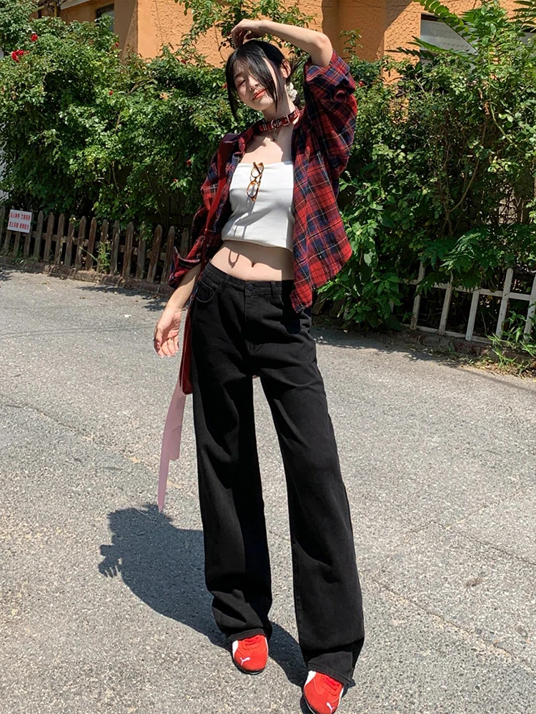 

Джинсы женские Bla с высокой талией, расклешенные, в американском стиле, приталенные, прямые, повседневные, удобные, из эластичного денима