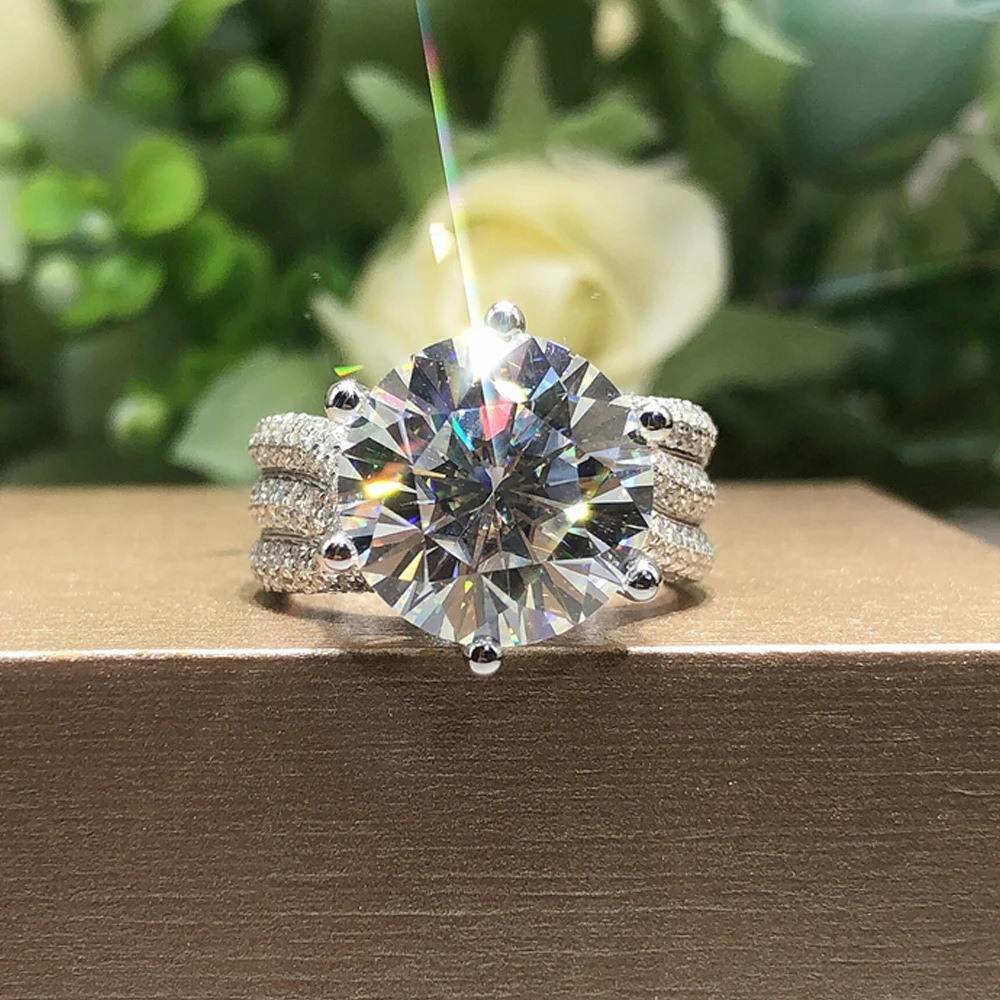 KNOBSPIN D Farbe Moissanite Ring s925 Sterling Splitter Überzogene 18k Weiß Gold Eternity Band Hochzeit Verlobung Ringe Für Frauen