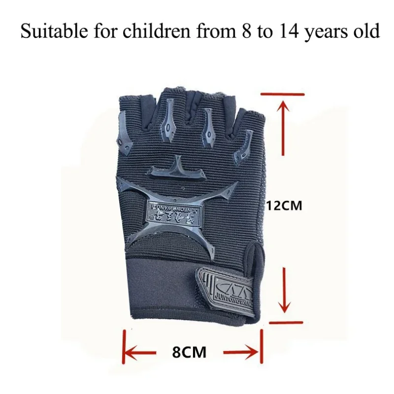 Cycling Gloves Kids Boy Breathable Half Finger Mitten Outdoor Sports Fishing Riding Climbing Non-slip Training Gloves