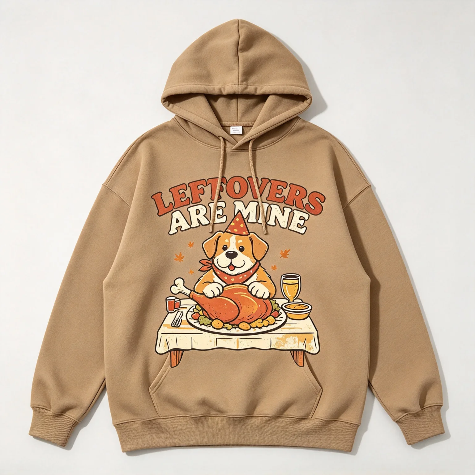 Mine Dog Thanksgiving Dinner Print Men Hoodie Cotton Fleece Sweatshirt Casual Graphic Clothes Street Style Hooded Pullover Top