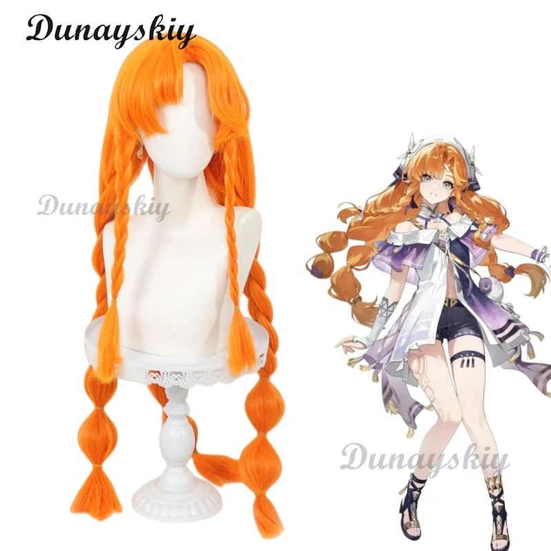 Термостойкий парик из синтетического волокна, оранжевый, длинные плетеные хвостики, битущие волны, Сибика, косплей, вечеринка на Хэллоуин, для женщин и девочек