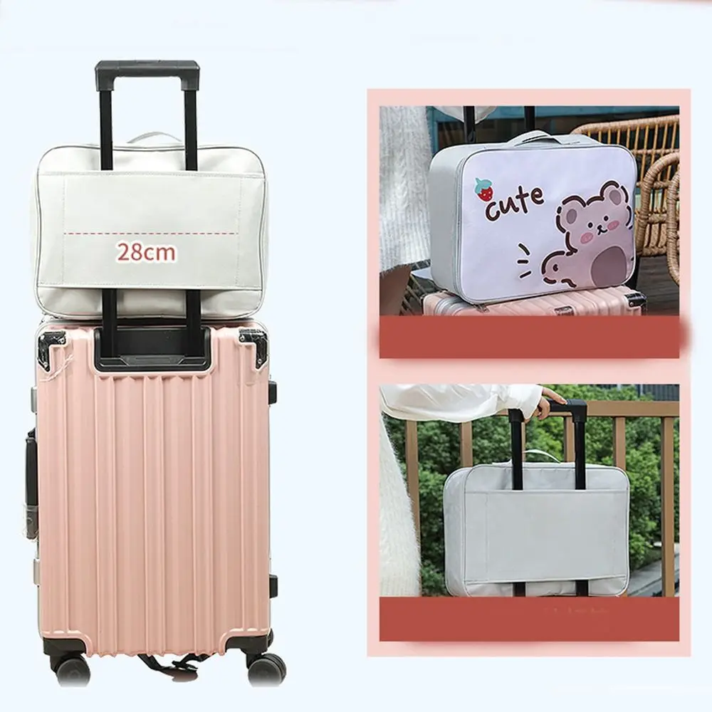 Convenient Portable Luggage Travel Bag Large Capacity Cartoon Printed Lunch Handbag PU Duffel Bag Student