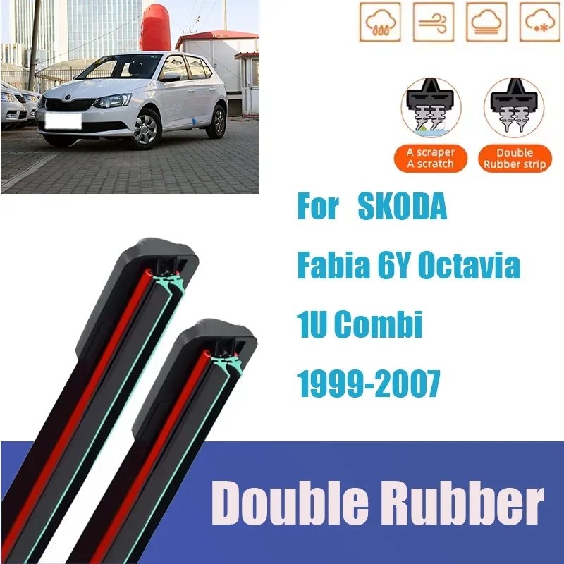

For Skoda Fabia 6Y Octavia 1U Combi Front Windshield Wiper General Motors Multifunctional Double Rubber Cleaning Car Accessories