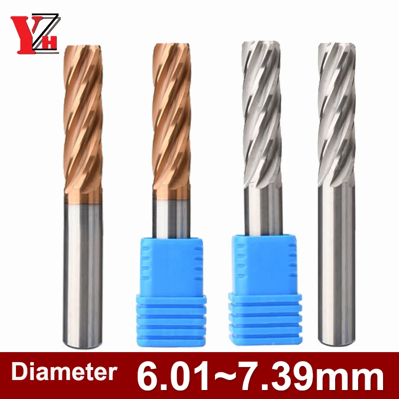 

YZH 6.01mm~7.39mm Carbide Machine Reamer HRC50 HRC60 Spiral Groove Tolerance +0+0.005 Inner Hole Harened Steel Metal Cutter CNC