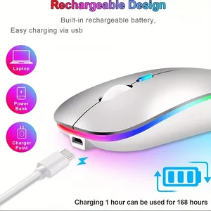 Mouse Isi Ulang Nirkabel Ultra-Ramping dengan Lampu LED, Mode Ganda (BT & 2.4 G), Kompatibel dengan iPad, Laptop, PC, Mac, Windows 6 trackball nirkabel penjualan terbaik - №