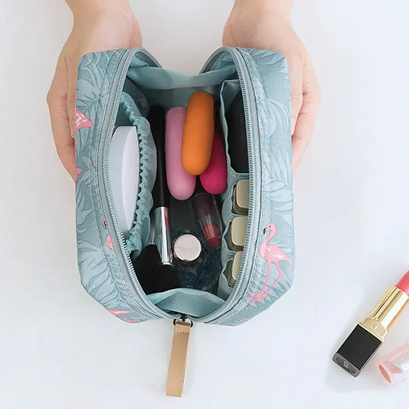 Mini bolsa de cosméticos con flamenco para mujer, bolsa de almacenamiento de artículos de tocador de viaje de Color sólido, organizador de bolsa de maquillaje de belleza de Cactus, 1 ud.