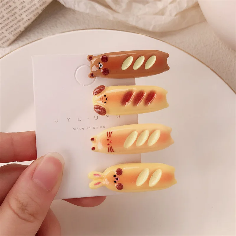 

Simulated Food Cartoon Baguette Hairpin Hair Ornament Girl's Heart Duck Beak Clip Broken Hairpin Student Bangs Side Clip