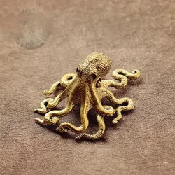 Pulpo Retro de latón para oficina, sepia creativa de Cuerpo Marino, accesorios de adorno de escritorio, Té pequeño, regalos de recuerdo para mascotas