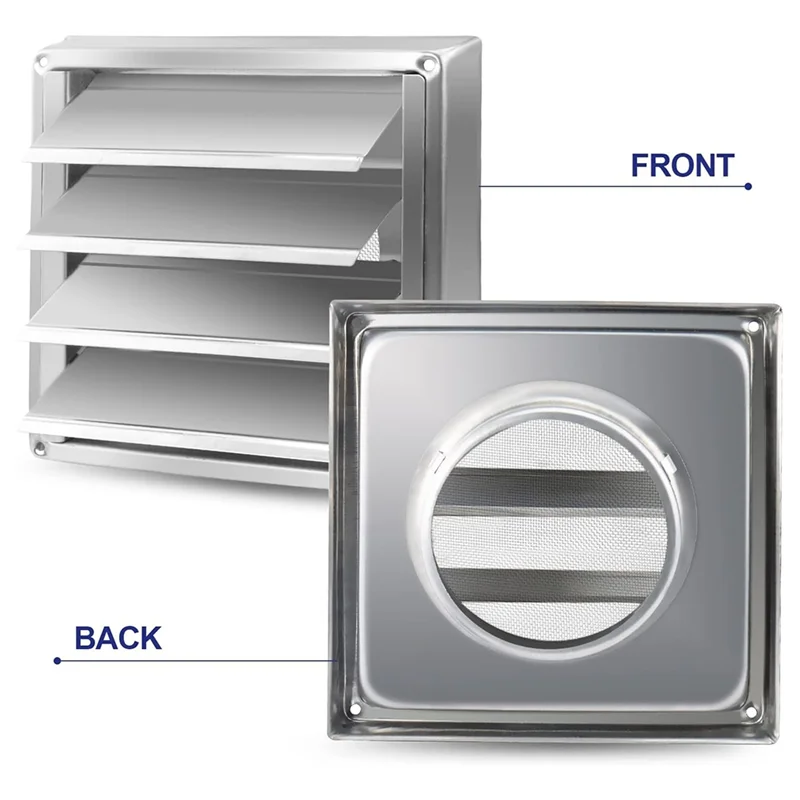 Металлическая вентиляционная крышка сушильной машины с металлическим сетчатым экраном, наружная вентиляционная крышка с жалюзи из нержавеющей стали для легкой установки-AS97