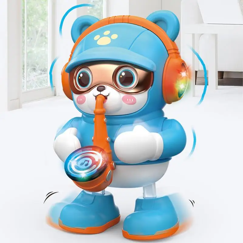 Children's Saxophone Bear Electric Toy with Lights and Sounds Dancing Robot Bear Interesting Mobile Crawling Toy