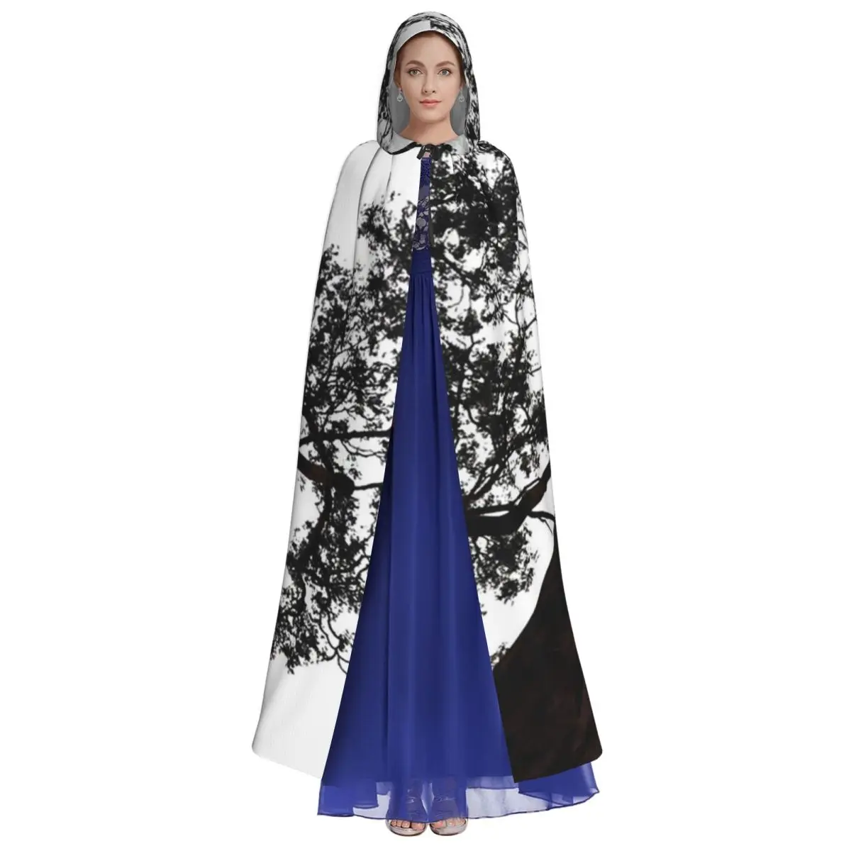 매혹적인 나무 긴 후드 망토 마녀 중세 의상 코스프레 케이프 할로윈 뱀파이어 성인 남녀 공통