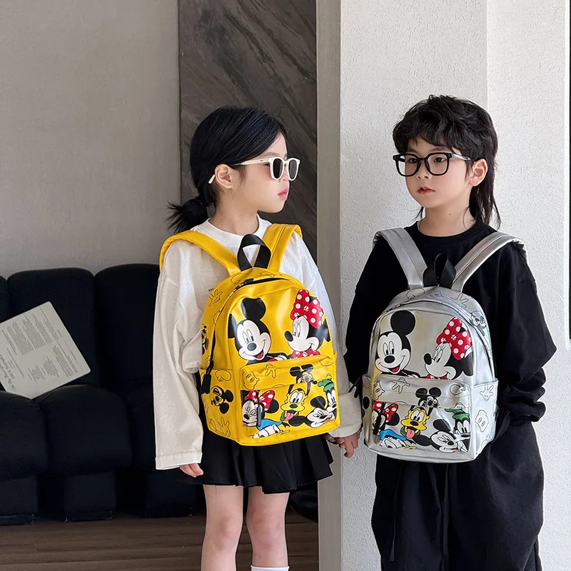 Fashion Tote Bag Disney Mickey PU Travel Backpack Cute Cartoon Laptop Bag Minnie Mouse Large Capacity School Bag for Women