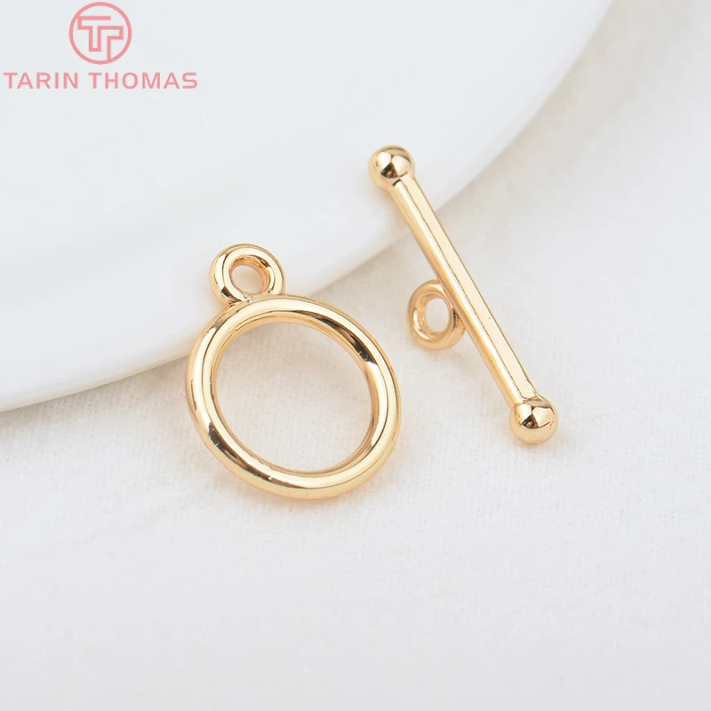 (3439)6 Sets 24K Gold Color Plated Brass Bracelet O Toggle Clasps High Quality Diy Jewelry Making Findings Accessories