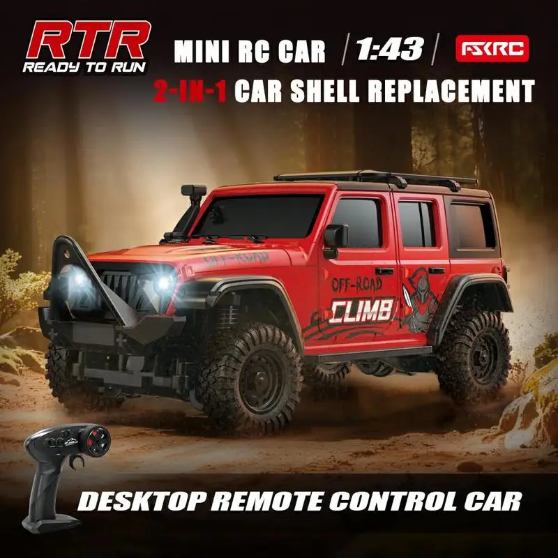 

HuangBo R4301 Professional 1:43 RC Crawler 4WD Full Proportional Dual Body Shell Type-C Rechargeable Mini Climbing Car