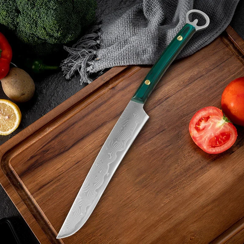 

Damascus steel fruit knife, household kitchen knife high hardness portable straight knife sharp cutting meat and kitchen knife