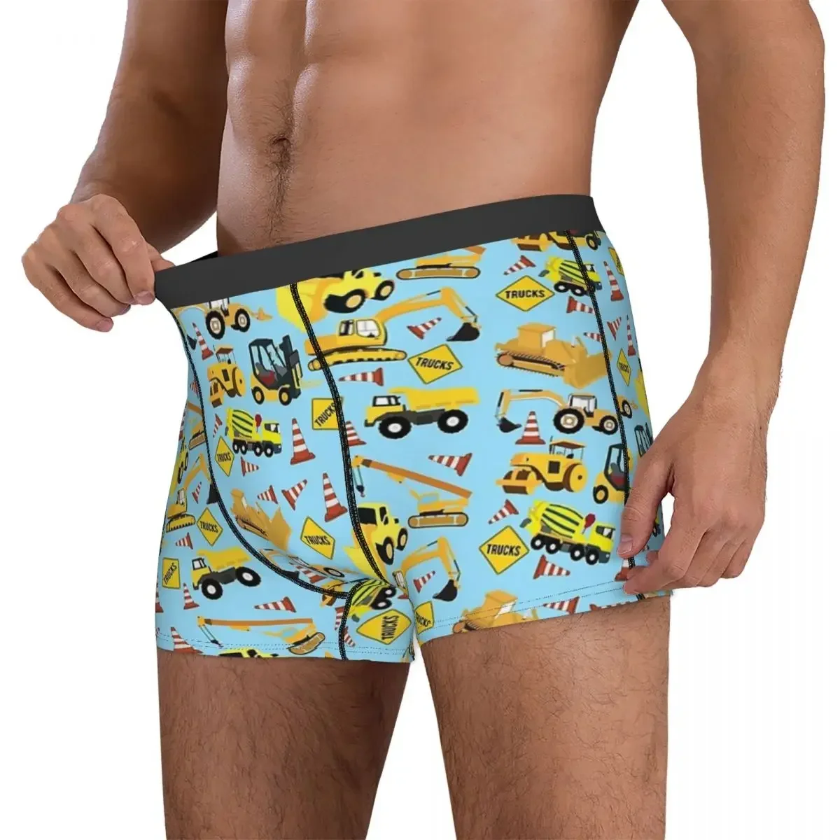 Boxer Underpants Shorts Construction Trucks Vehicles Excavator Dump Truck Panties Male Comfortable Underwear For Homme Man