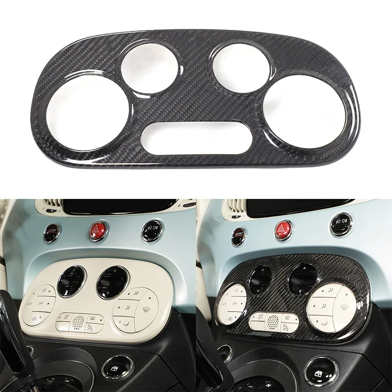 

Для Fiat 500 2007 2008 2009-2015 из настоящего твердого углеродного волокна, панель кондиционера переменного тока, декоративная наклейка, автомобильные аксессуары