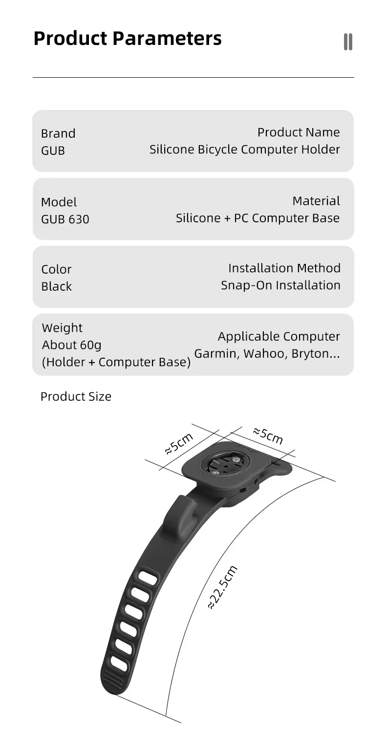 GUB P13 Handy-Fahrradhalterung Fahrrad-Sicherheits-Silikon-Halterung Computer-Handyhalter mit Garmin Bryton Wahoo Ständer – Detail 22