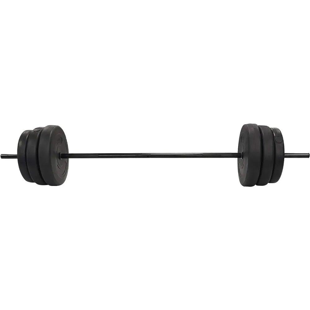 Barbell 100-Pound Barbell Set Includes the Bar and Clips Exercise Weights Barbells Large Fitness Equipment Body Building Sports