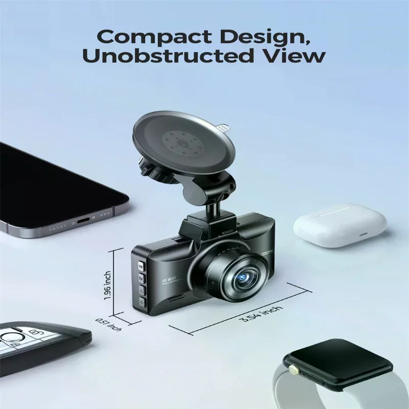 AZDOME M01 Max 4K+1080P Dash Cam Built-in Wi-Fi ADAS App Control Car DVR G-Sensor IP68 Waterproof 24H Parking Mode Dashcam