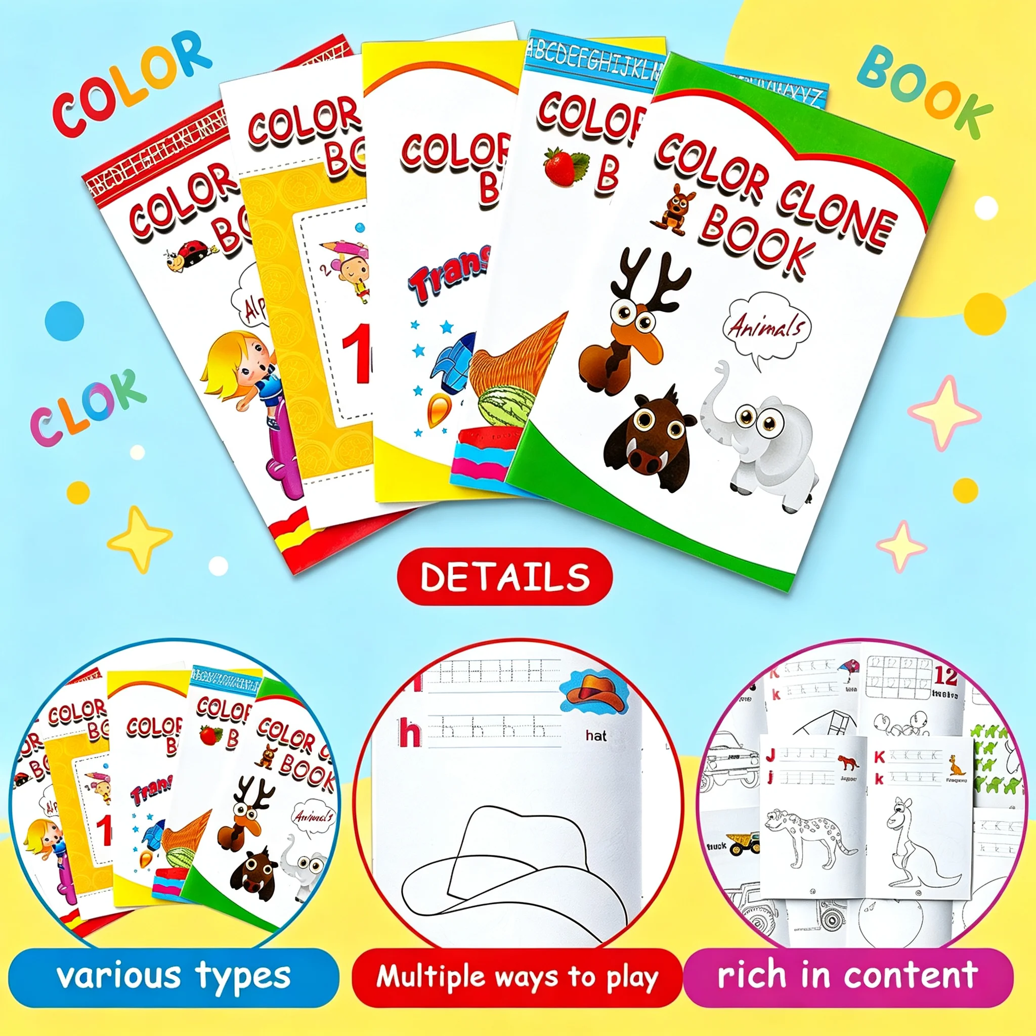 Educational Children's Coloring Books - Various Theme Activity Drawing Books Fun Gifts for Young Kids Creative Learning