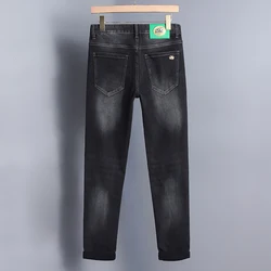 Black gray jeans men 2024 new fashion slim fit skinny stretch casual all-match business office shopping long pants