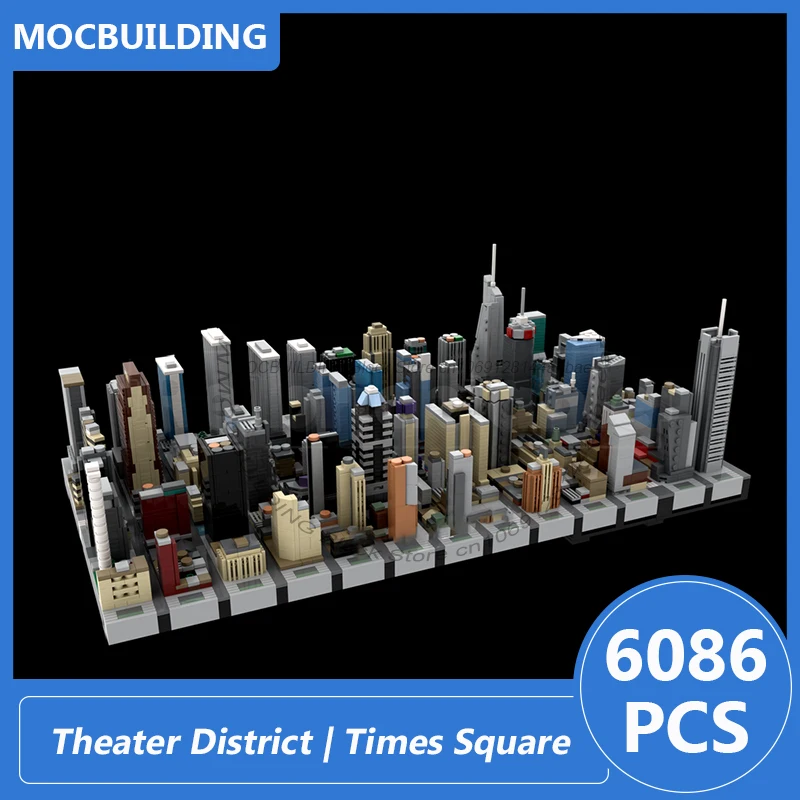 Theater District Times Square NYC MOC Building Blocks DIY Assemble Bricks Street Architecture Collection Toys Gifts 6086PCS