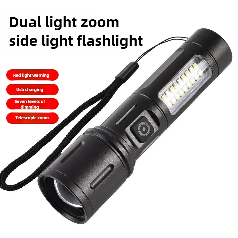 

Светодиодный фонарик высокой яркости, перезаряжаемый, дальний, портативный, мини для домашнего использования, боковой фонарь COB, алюминиевый сплав