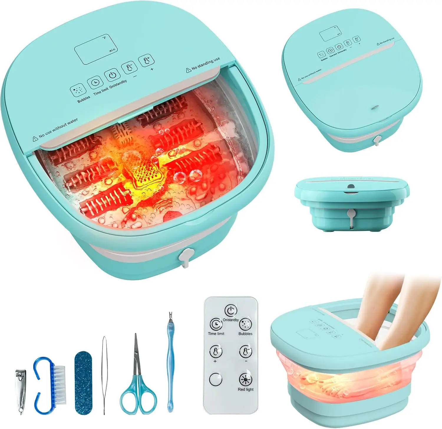 

Складной спа-салон для ног с подогревом, пузырьками и дистанционным управлением — портативная ванна для замачивания для релаксации