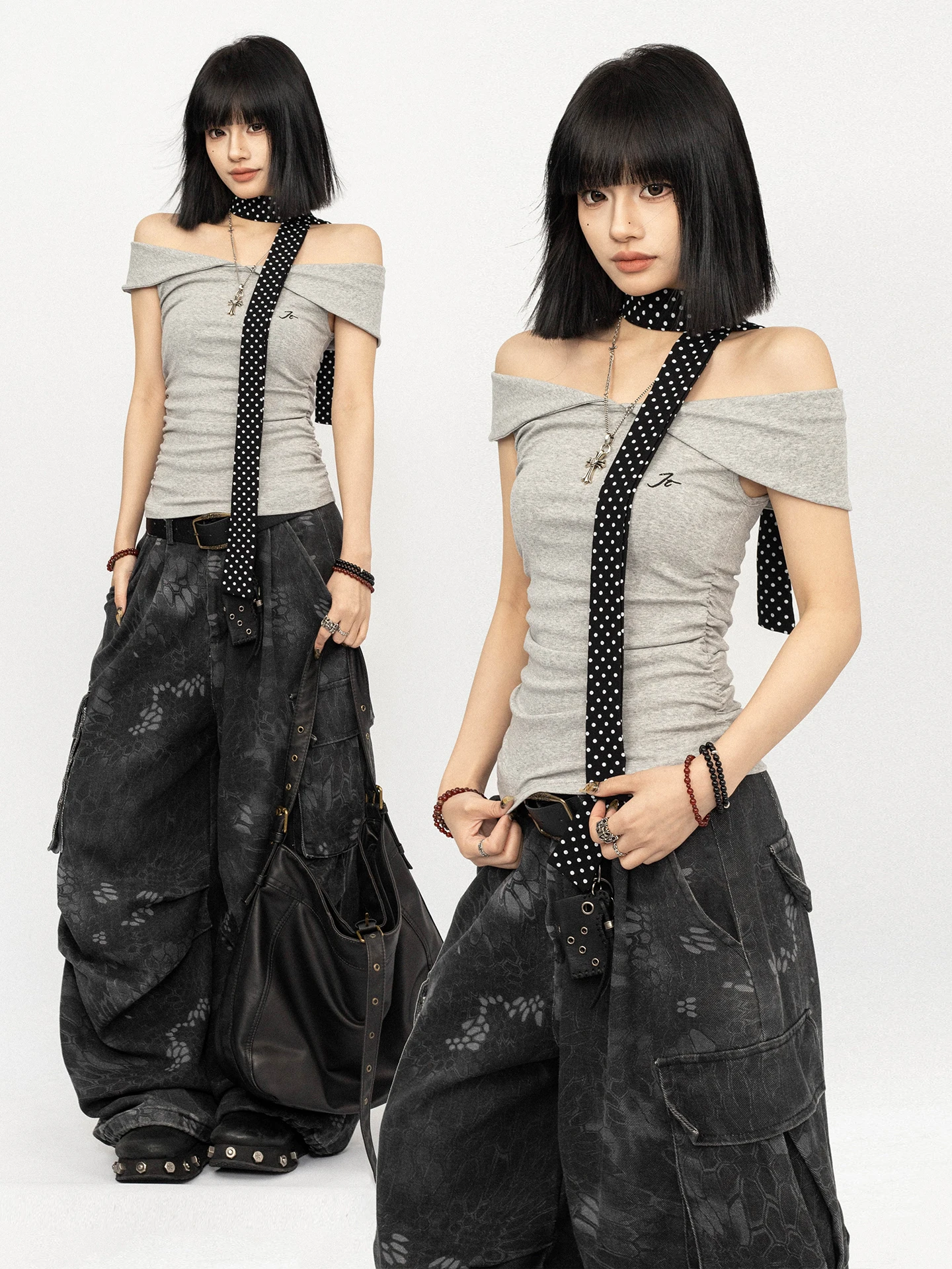 

OCTTFLAB Женская футболка в американском ретро-стиле с коротким рукавом и открытыми плечами, модный и элегантный летний топ