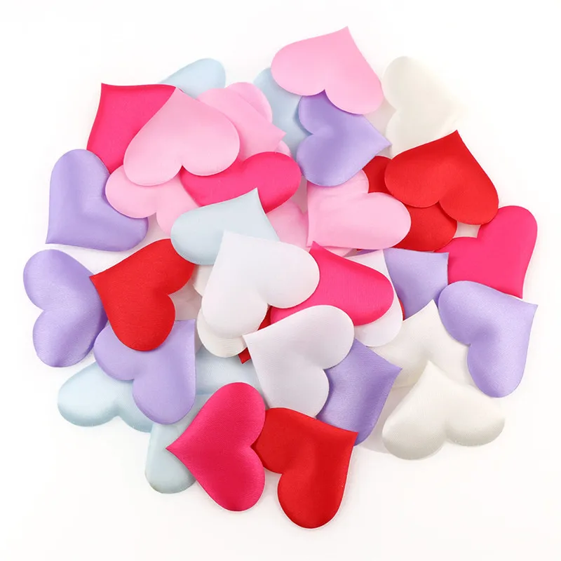 200PCS Colorful Hearts Cloth Padded Lovely Mini Peach Heart Patches Wedding Appliques DIY Sewing Accessories Craft Decor