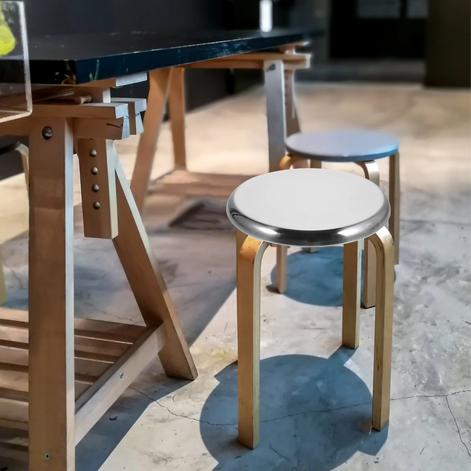 

Stainless Steel Stool Seat 0.7mm Thick Mirror Finish Round Replacement Part for Bar Kitchen Restaurant Metal Cushion