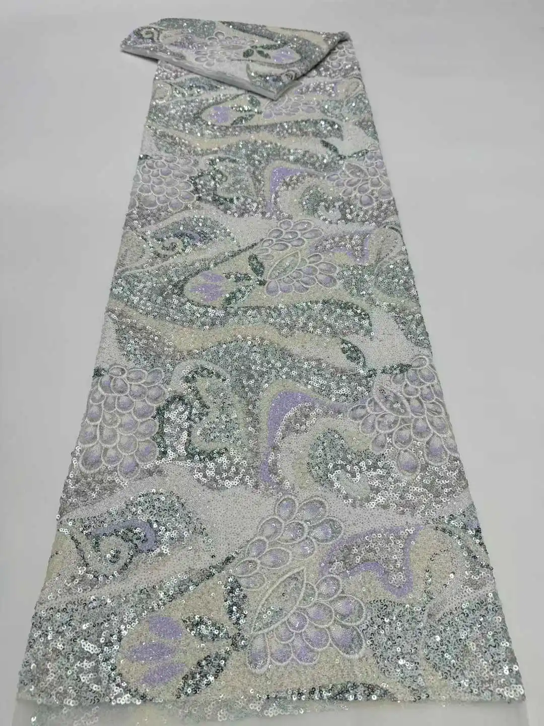 Tessuto di pizzo con perline ricamate francesi eleganti alla moda di lusso africano nigeriano con tessuto di paillettes per cucito di abiti da sposa