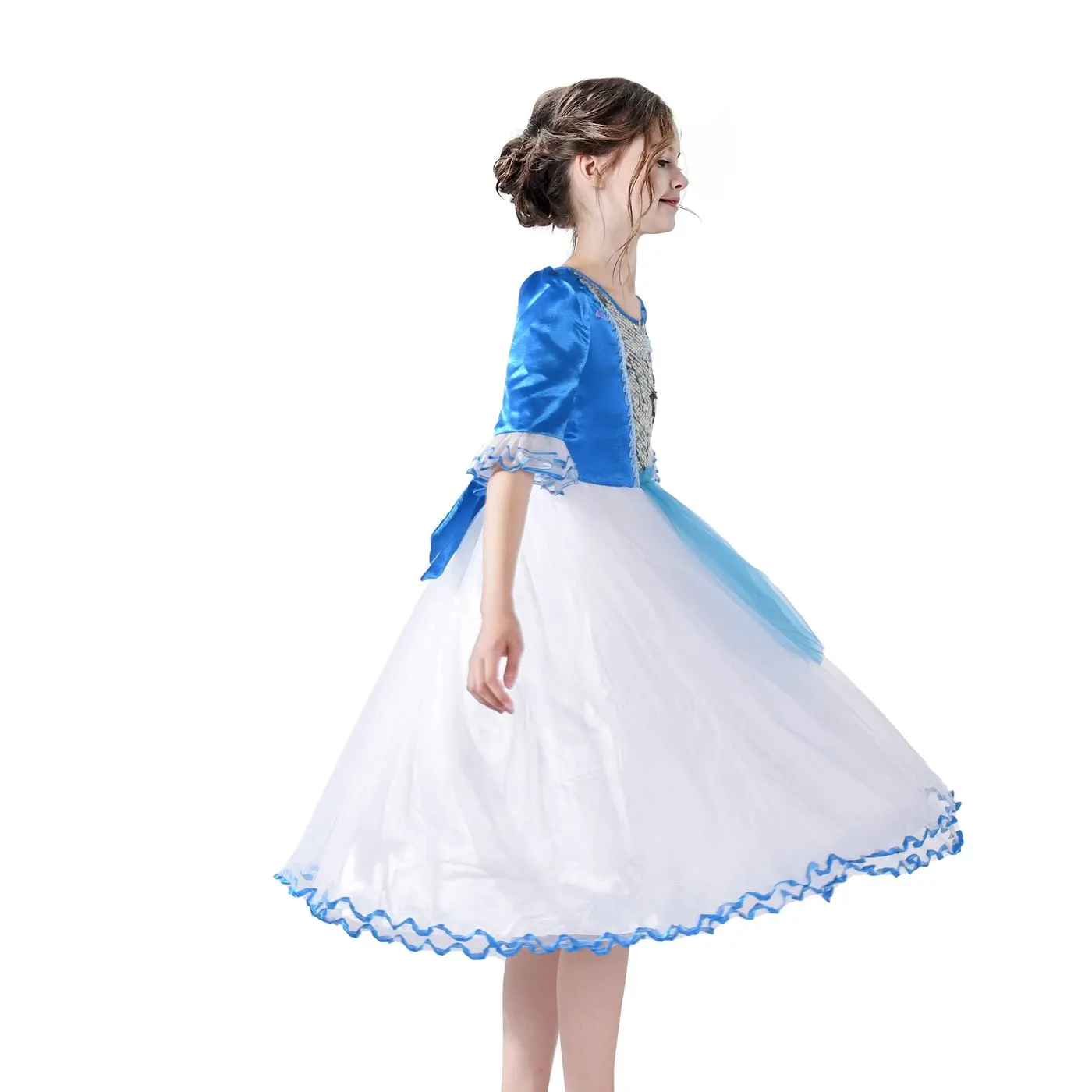 Girls Dress Snow White Princess Cartoon Mermaid Party Costume Ball view 3