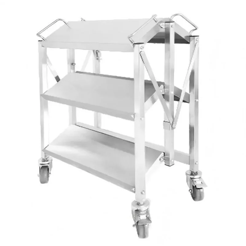 custom.Commercial Kitchen Stainless Steel Foldable Cart Multifunctional Beverage & Food Transport Cart Restaurants Bars Hote
