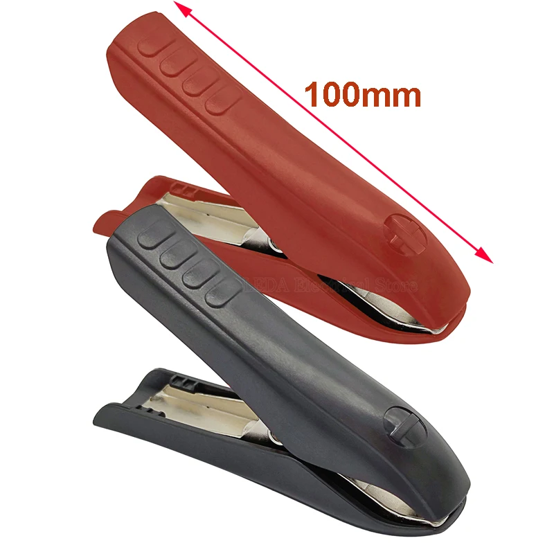 2Pcs 100mm Alligator Test Clips Nylon Shell and Nickel Plated Testing Probe Connector Thickening Crocodile Fire Clip Black Red