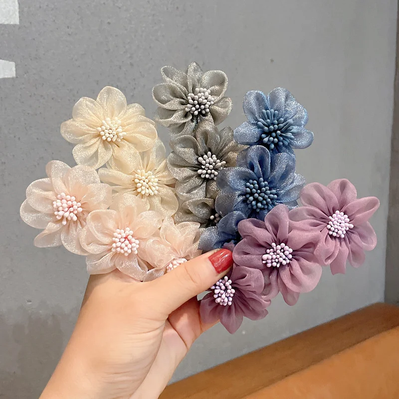 Women Flower Camellia Hairpins Barrettes Spring Hair Clip Bands  Wedding Girls Ponytail Hair Accessories Hairstyling Hairgrip