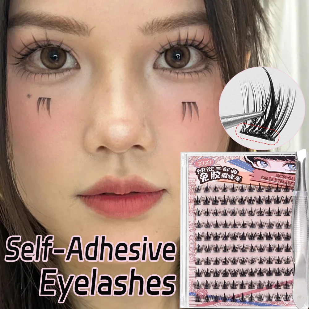 10 Rows Self-Adhesive Lashes Faux Mink Eyelashes Cluster Natural Eyelash Extension 3D  Mixed Sizes Individual Eyelashes Cluster