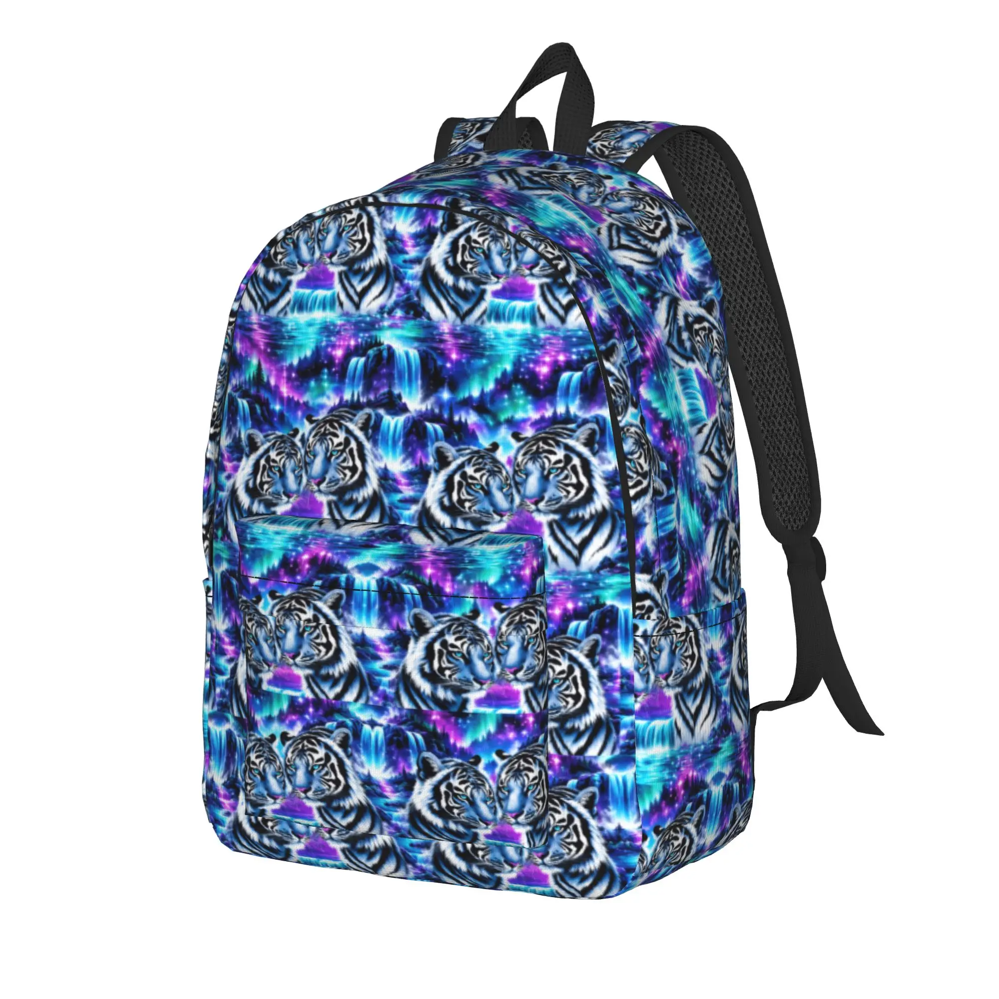 Tiger Patterned Backpack Flat 2d Digital Printing Travel Backpacks Teen Funny School Bags Colorful Big Rucksack